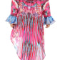 Sakkas Rema Women's Boho Shift Tunic High Low  V-neck Long Sleeve Dress with Print
