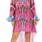 Sakkas Rema Women's Boho Shift Tunic High Low  V-neck Long Sleeve Dress with Print
