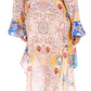 Sakkas Rema Women's Boho Shift Tunic High Low  V-neck Long Sleeve Dress with Print
