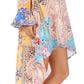 Sakkas Rema Women's Boho Shift Tunic High Low  V-neck Long Sleeve Dress with Print