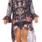 Sakkas Rema Women's Boho Shift Tunic High Low  V-neck Long Sleeve Dress with Print