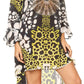 Sakkas Rema Women's Boho Shift Tunic High Low  V-neck Long Sleeve Dress with Print