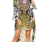 Sakkas Rema Women's Boho Shift Tunic High Low  V-neck Long Sleeve Dress with Print