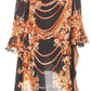 Sakkas Rema Women's Boho Shift Tunic High Low  V-neck Long Sleeve Dress with Print