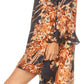Sakkas Rema Women's Boho Shift Tunic High Low  V-neck Long Sleeve Dress with Print