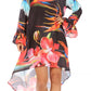 Sakkas Rema Women's Boho Shift Tunic High Low  V-neck Long Sleeve Dress with Print