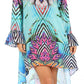Sakkas Rema Women's Boho Shift Tunic High Low  V-neck Long Sleeve Dress with Print