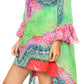 Sakkas Rema Women's Boho Shift Tunic High Low  V-neck Long Sleeve Dress with Print
