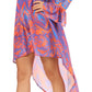 Sakkas Rema Women's Boho Shift Tunic High Low  V-neck Long Sleeve Dress with Print