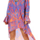 Sakkas Rema Women's Boho Shift Tunic High Low  V-neck Long Sleeve Dress with Print