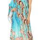 Sakkas Dora Women's One Shoulder Short Sleeve Casual Elegant Maxi Dress with Print