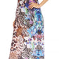Sakkas Dora Women's One Shoulder Short Sleeve Casual Elegant Maxi Dress with Print