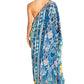 Sakkas Dora Women's One Shoulder Short Sleeve Casual Elegant Maxi Dress with Print