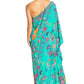 Sakkas Dora Women's One Shoulder Short Sleeve Casual Elegant Maxi Dress with Print