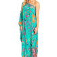 Sakkas Dora Women's One Shoulder Short Sleeve Casual Elegant Maxi Dress with Print