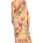 Sakkas Dora Women's One Shoulder Short Sleeve Casual Elegant Maxi Dress with Print