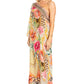Sakkas Dora Women's One Shoulder Short Sleeve Casual Elegant Maxi Dress with Print