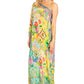 Sakkas Dora Women's One Shoulder Short Sleeve Casual Elegant Maxi Dress with Print