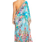 Sakkas Dora Women's One Shoulder Short Sleeve Casual Elegant Maxi Dress with Print