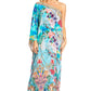 Sakkas Dora Women's One Shoulder Short Sleeve Casual Elegant Maxi Dress with Print