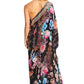 Sakkas Dora Women's One Shoulder Short Sleeve Casual Elegant Maxi Dress with Print