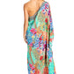 Sakkas Dora Women's One Shoulder Short Sleeve Casual Elegant Maxi Dress with Print