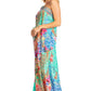 Sakkas Dora Women's One Shoulder Short Sleeve Casual Elegant Maxi Dress with Print
