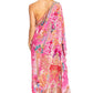 Sakkas Dora Women's One Shoulder Short Sleeve Casual Elegant Maxi Dress with Print