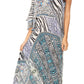 Sakkas Dora Women's One Shoulder Short Sleeve Casual Elegant Maxi Dress with Print