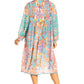 Sakkas Womens 3/4 Puff Sleeves Split Neck Summer Short Flowy Swing Dress/Cover-up
