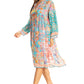 Sakkas Womens 3/4 Puff Sleeves Split Neck Summer Short Flowy Swing Dress/Cover-up