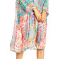Sakkas Womens 3/4 Puff Sleeves Split Neck Summer Short Flowy Swing Dress/Cover-up