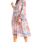 Sakkas Womens 3/4 Puff Sleeves Split Neck Summer Short Flowy Swing Dress/Cover-up