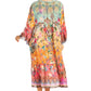 Sakkas Womens 3/4 Ruffled Sleeves Henley Neck Summer Short Flowy Dress/Beachwear