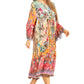 Sakkas Womens 3/4 Ruffled Sleeves Henley Neck Summer Short Flowy Dress/Beachwear