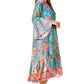 Sakkas Womens 3/4 Ruffled Sleeves Henley Neck Summer Short Flowy Dress/Beachwear