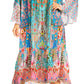 Sakkas Womens 3/4 Ruffled Sleeves Henley Neck Summer Short Flowy Dress/Beachwear