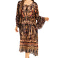 Sakkas Womens 3/4 Ruffled Sleeves Henley Neck Summer Short Flowy Dress/Beachwear
