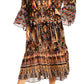 Sakkas Womens 3/4 Ruffled Sleeves Henley Neck Summer Short Flowy Dress/Beachwear