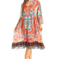Sakkas Womens 3/4 Sleeves Button Down Spring/Summer Short Shirt Dress/Cover-up