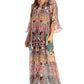 Sakkas Womens Henley Neck Elbow Sleeves Long A-Line Summer dress with pockets