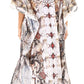 Sakkas Yeni Women's Short Sleeve V-neck Summer Floral Long Caftan Dress Cover-up