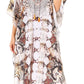 Sakkas Yeni Women's Short Sleeve V-neck Summer Floral Long Caftan Dress Cover-up