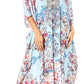 Sakkas Yeni Women's Short Sleeve V-neck Summer Floral Long Caftan Dress Cover-up
