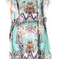 Sakkas Yeni Women's Short Sleeve V-neck Summer Floral Long Caftan Dress Cover-up