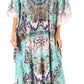 Sakkas Yeni Women's Short Sleeve V-neck Summer Floral Long Caftan Dress Cover-up