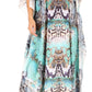 Sakkas Yeni Women's Short Sleeve V-neck Summer Floral Long Caftan Dress Cover-up