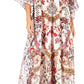 Sakkas Yeni Women's Short Sleeve V-neck Summer Floral Long Caftan Dress Cover-up