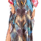 Sakkas Yeni Women's Short Sleeve V-neck Summer Floral Long Caftan Dress Cover-up