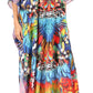 Sakkas Yeni Women's Short Sleeve V-neck Summer Floral Long Caftan Dress Cover-up